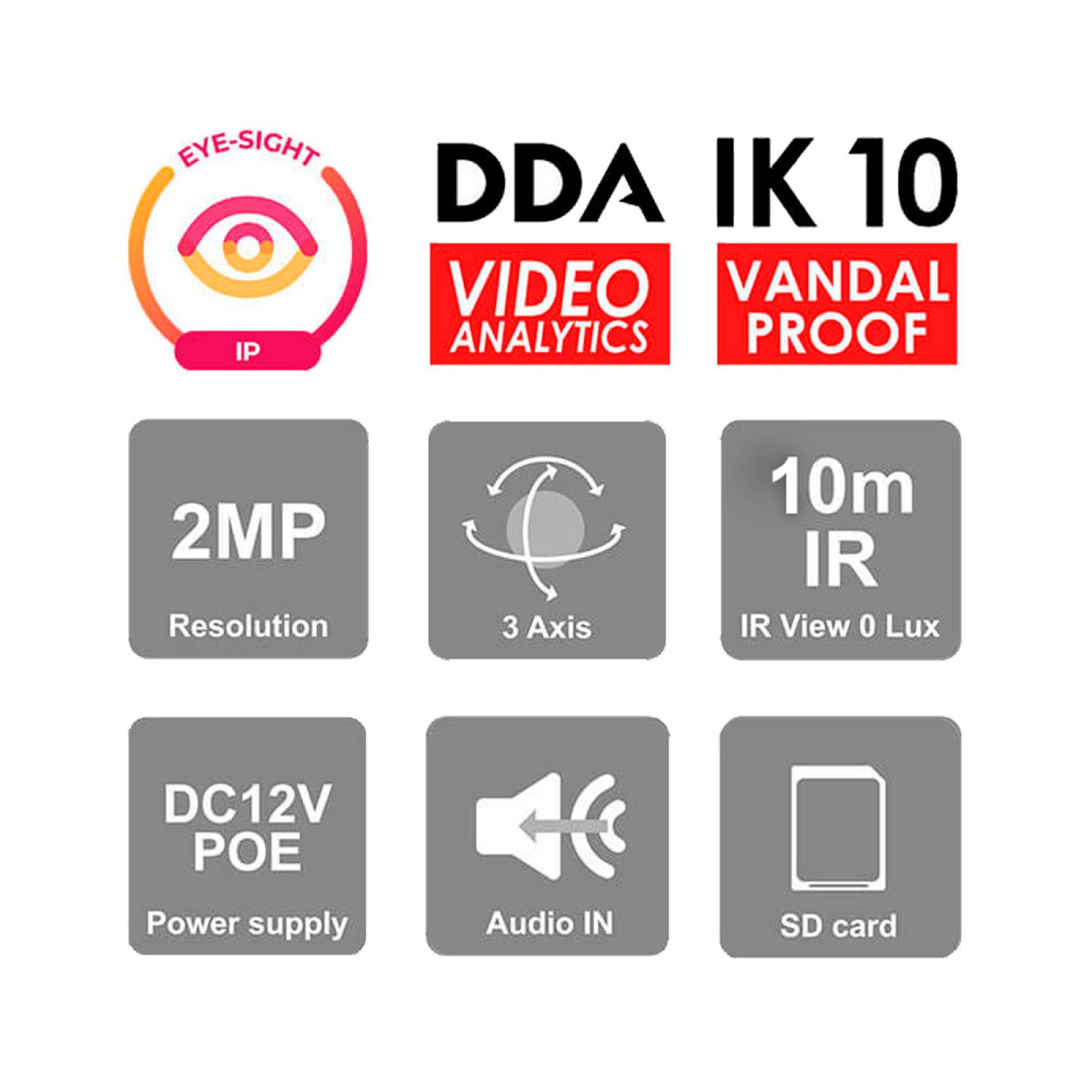 Cámara IP Seguridad Provision ISR 2MP Detección Movimiento