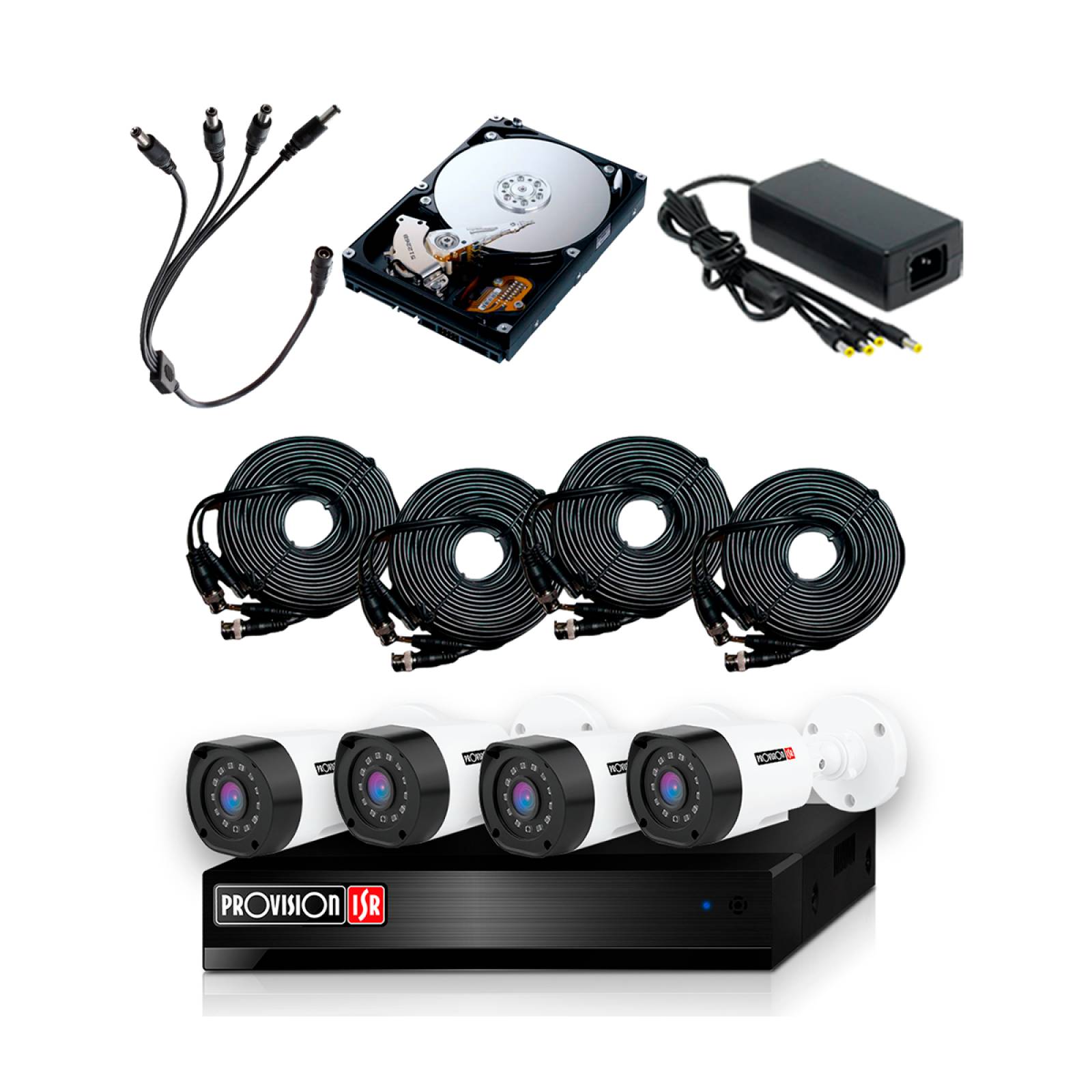 Kit 4 Cámaras de Vigilancia Provision Isr 2mp 1 Disco 500gb