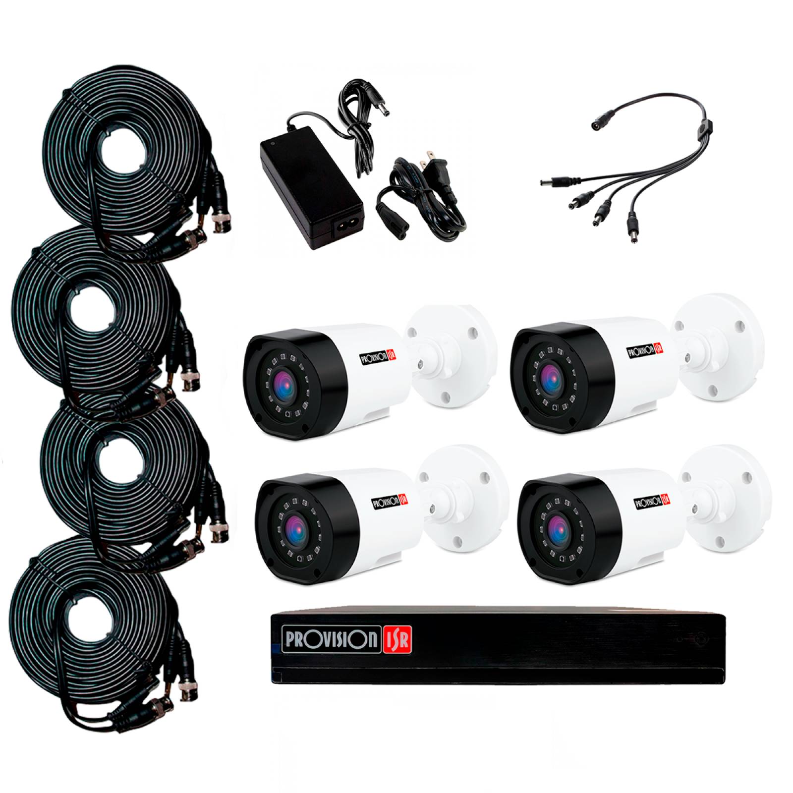 Kit Seguridad Provision ISR 4 Cámaras 2MP+1DVR + 2 Fuentes