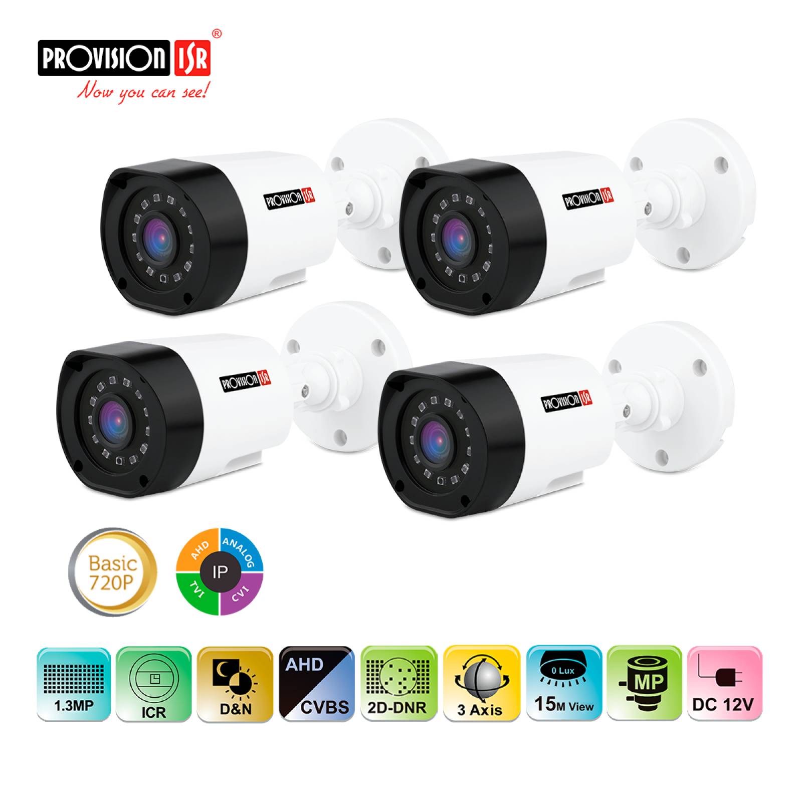 Kit Seguridad Provision ISR 4 Cámaras 2MP+1DVR + 2 Fuentes