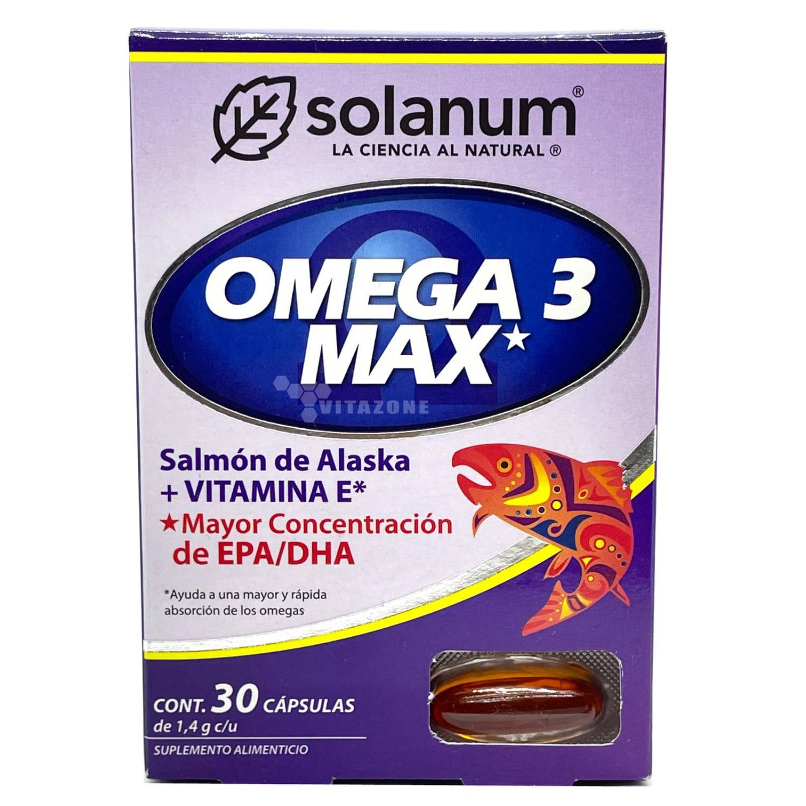 Omega 3 Max Salmon de Alaska y Vitamina E 30 caps Solanum 