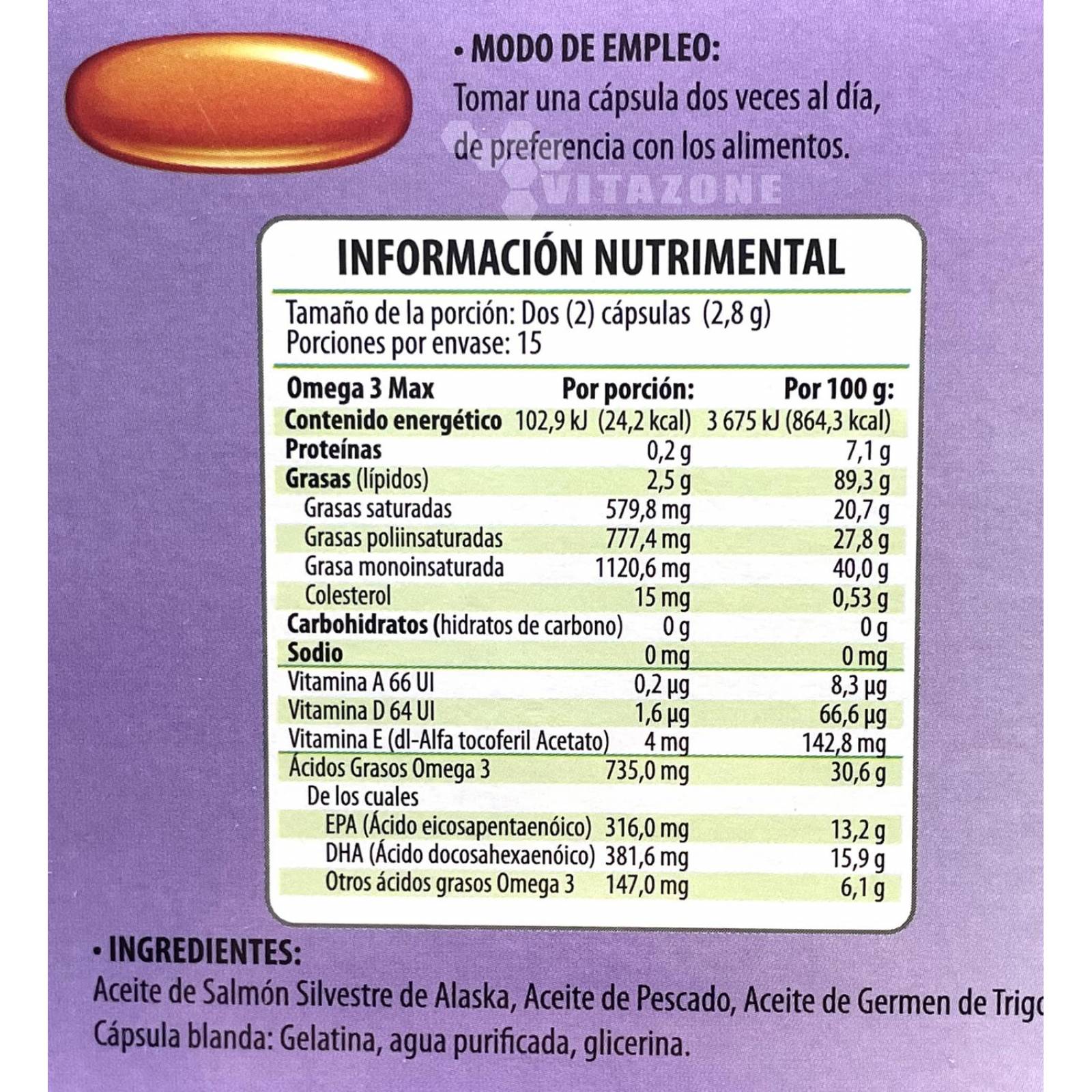 Omega 3 Max Salmon de Alaska y Vitamina E 30 caps Solanum 