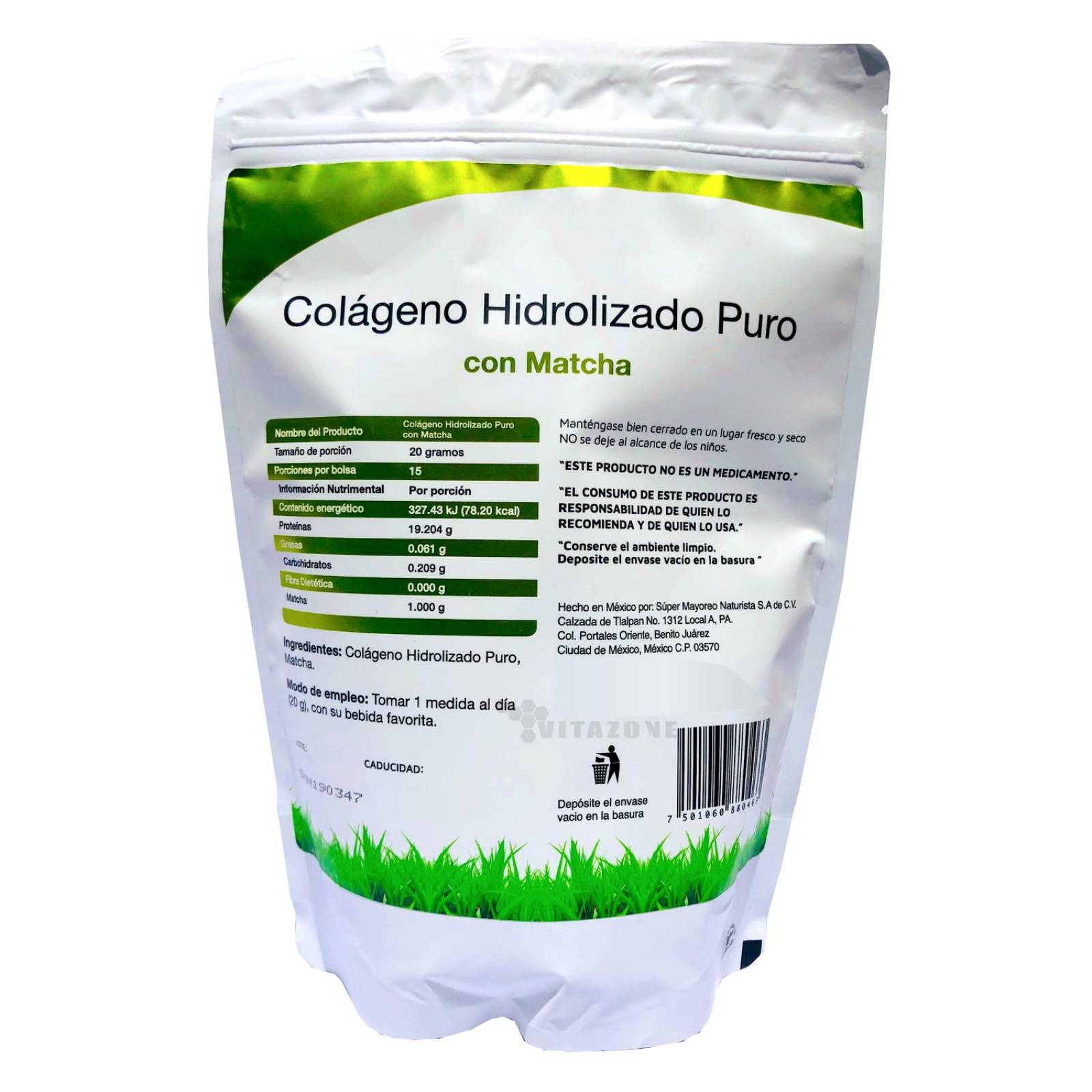 Colágeno Hidrolizado puro con Matcha 300 grs Vidanat