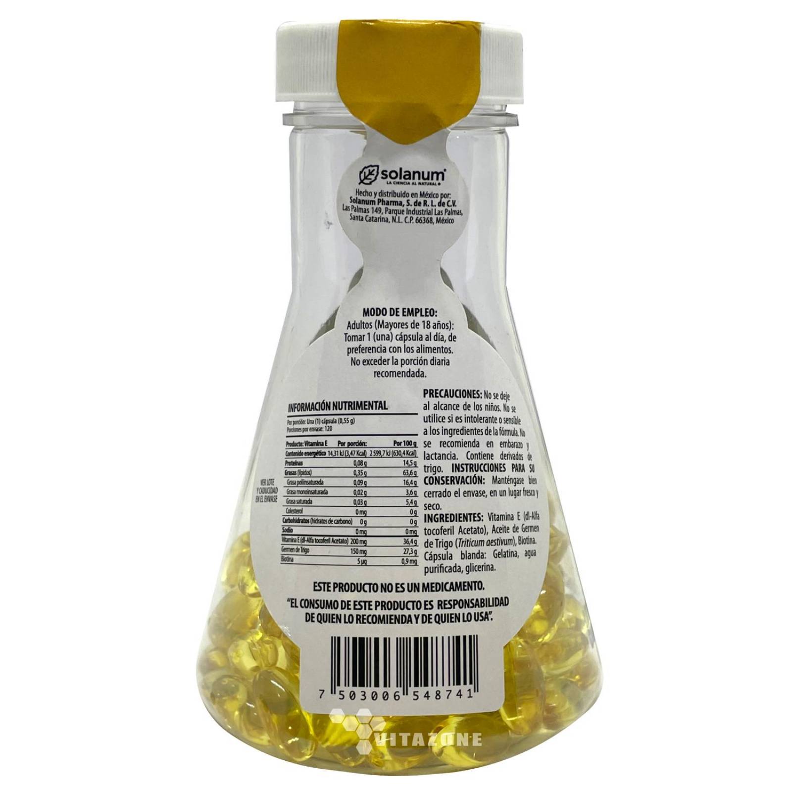 Vitamina E Biotina 120 cápsulas Solanum