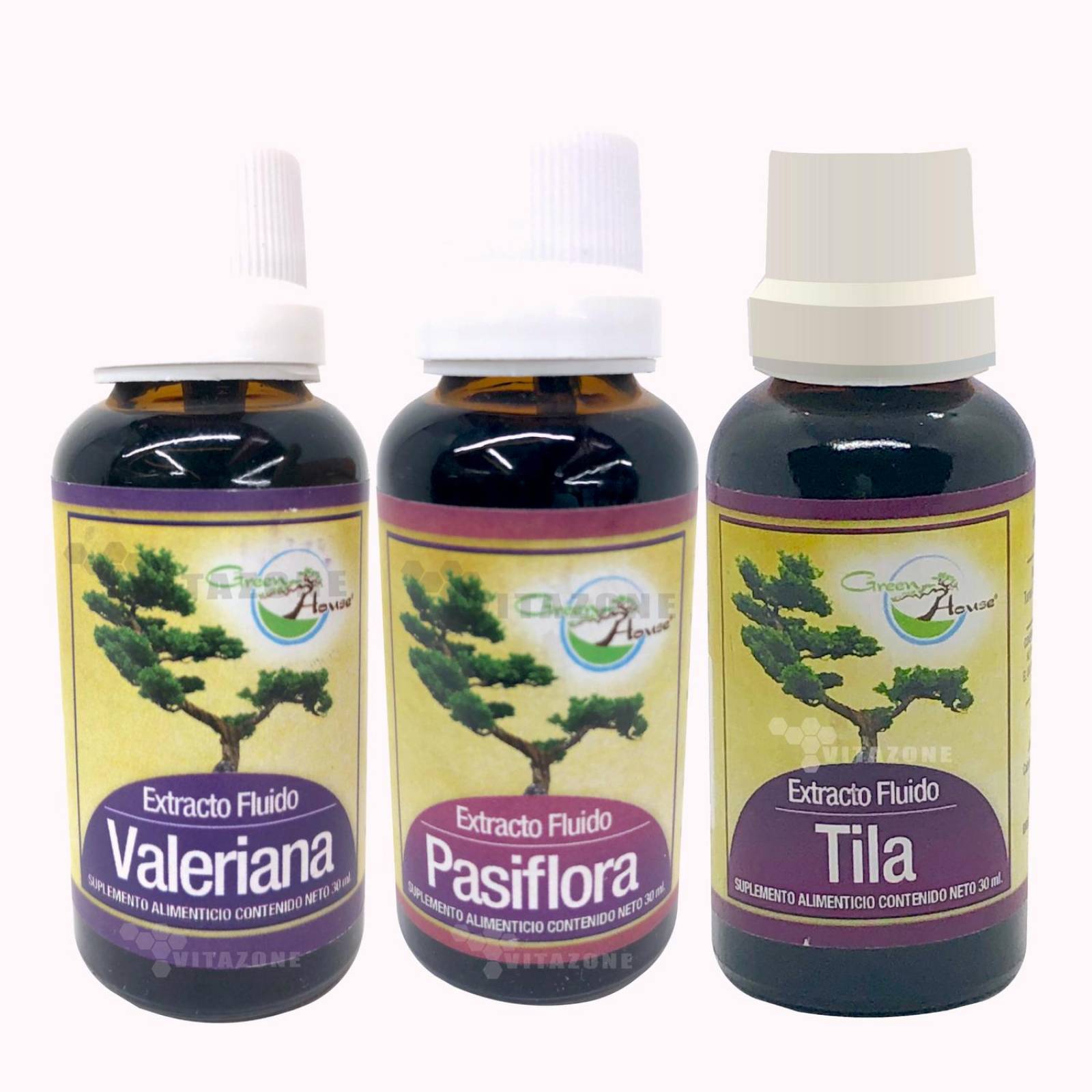 Pasiflora Valeriana y Tila Extracto 30 ml Green House (3 frascos)