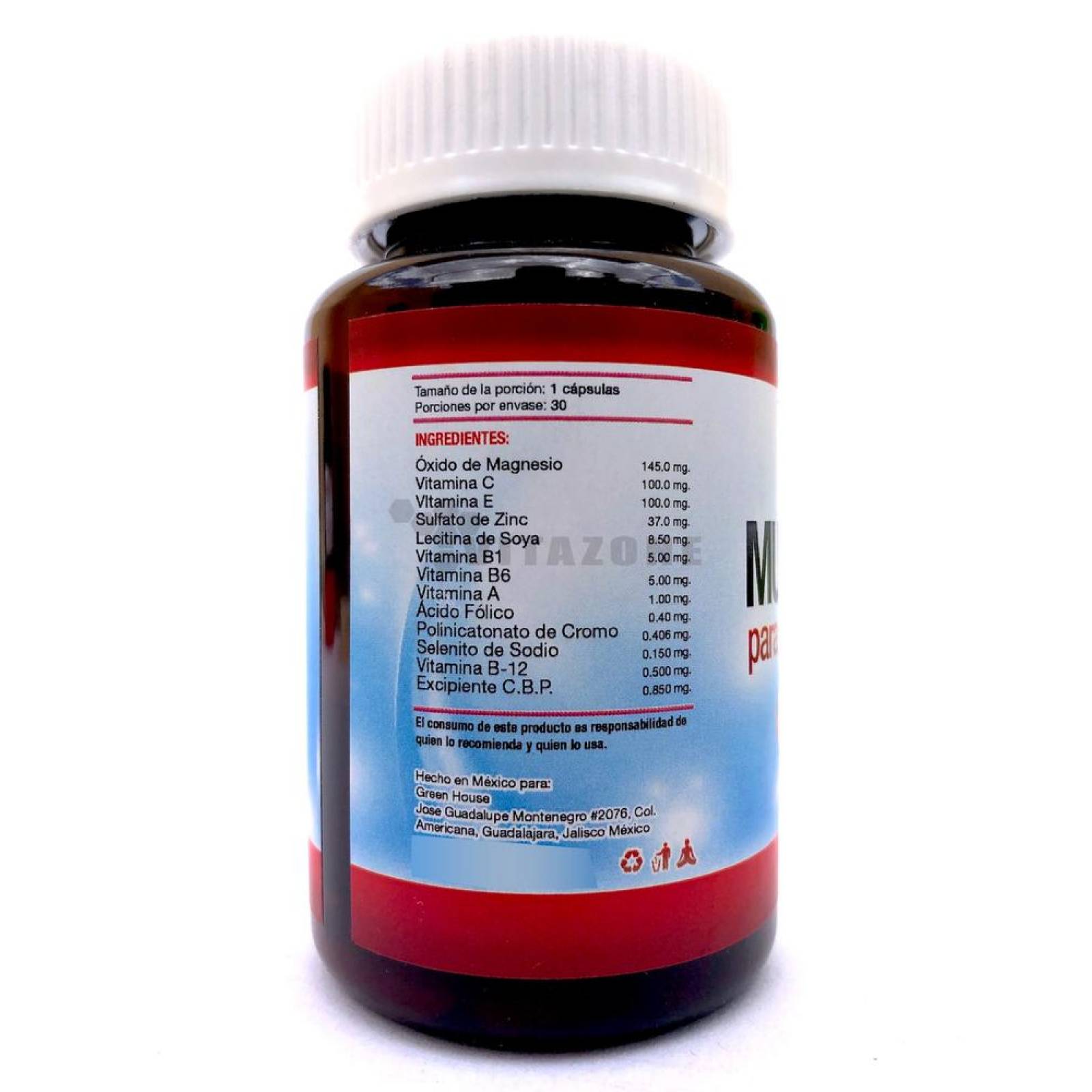 Multivitaminico Para Diabéticos 30 Caps De 1200 Mg Green House. 