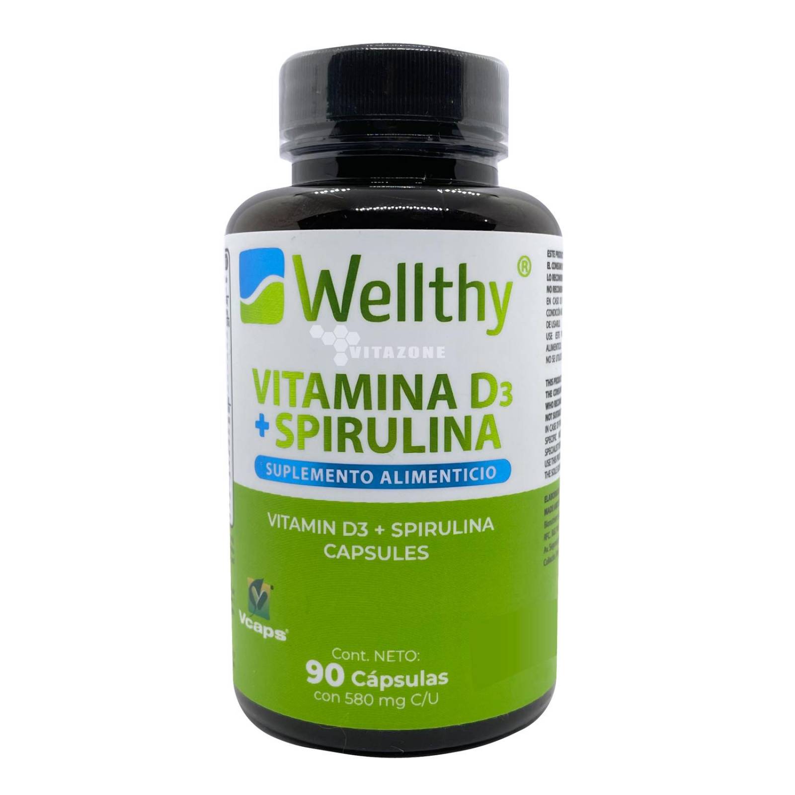 Vitamina D3 con Spirulina 90 cápsulas Wellthy 