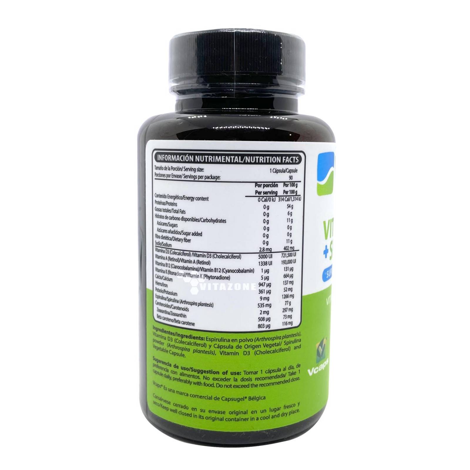 Vitamina D3 con Spirulina 90 cápsulas Wellthy 