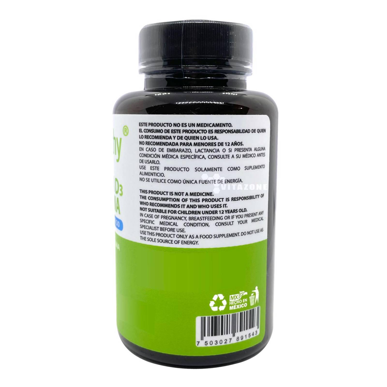 Vitamina D3 con Spirulina 90 cápsulas Wellthy 