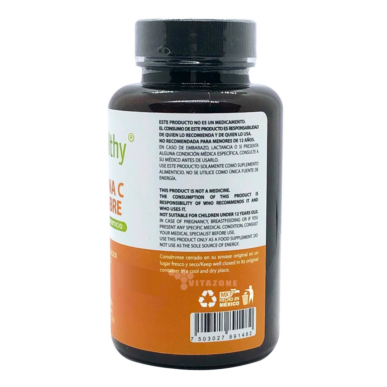 Vitamina C Jengibre 90 cápsulas Wellthy