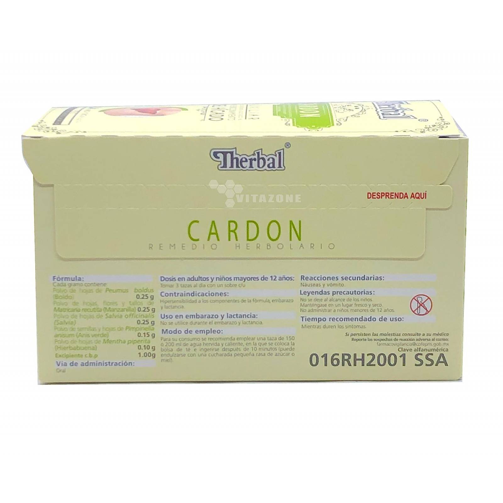Té Cardon 25 sobres Therbal 3 cajas Boldo Salvia Manzanilla