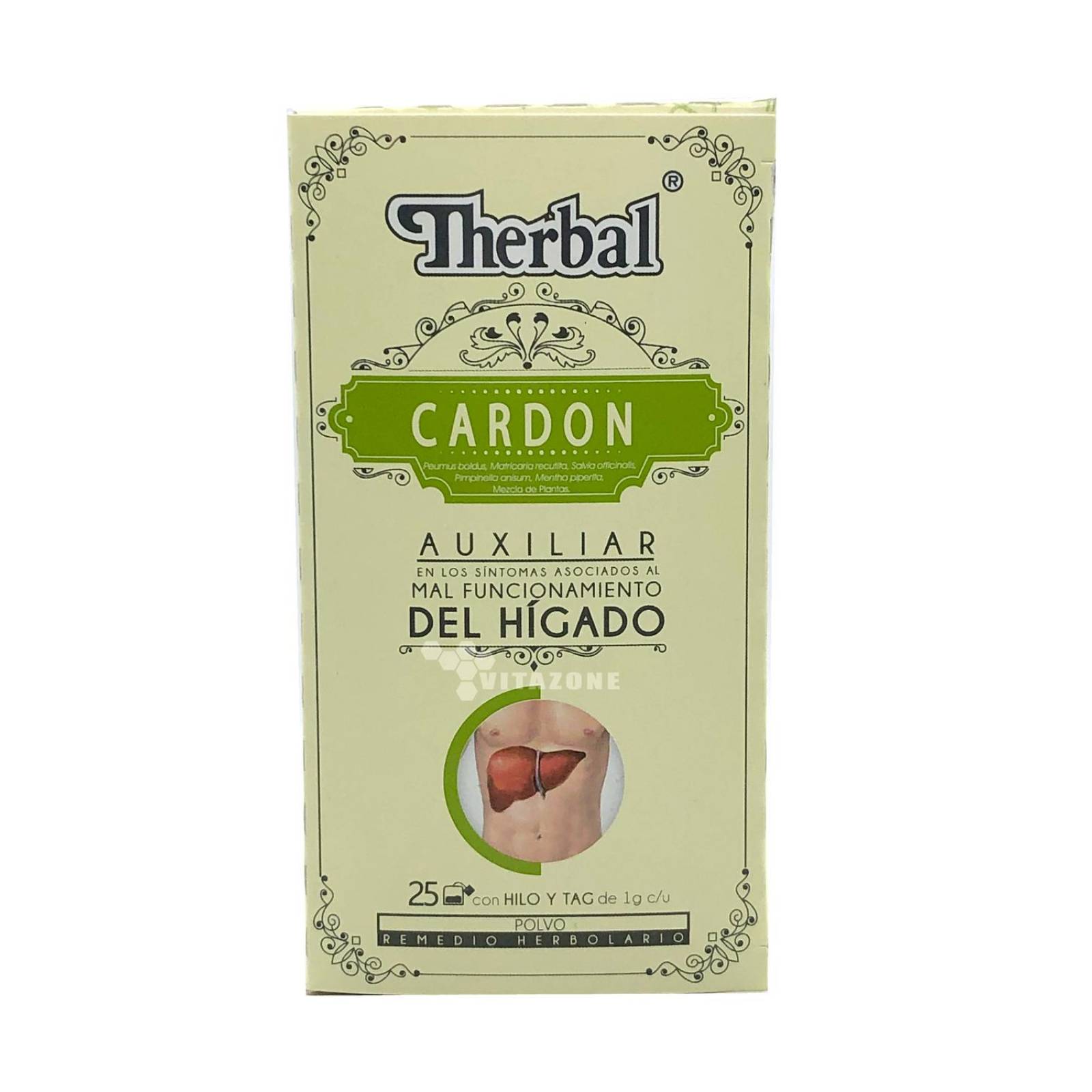 Té Cardon 25 sobres Therbal 3 cajas Boldo Salvia Manzanilla