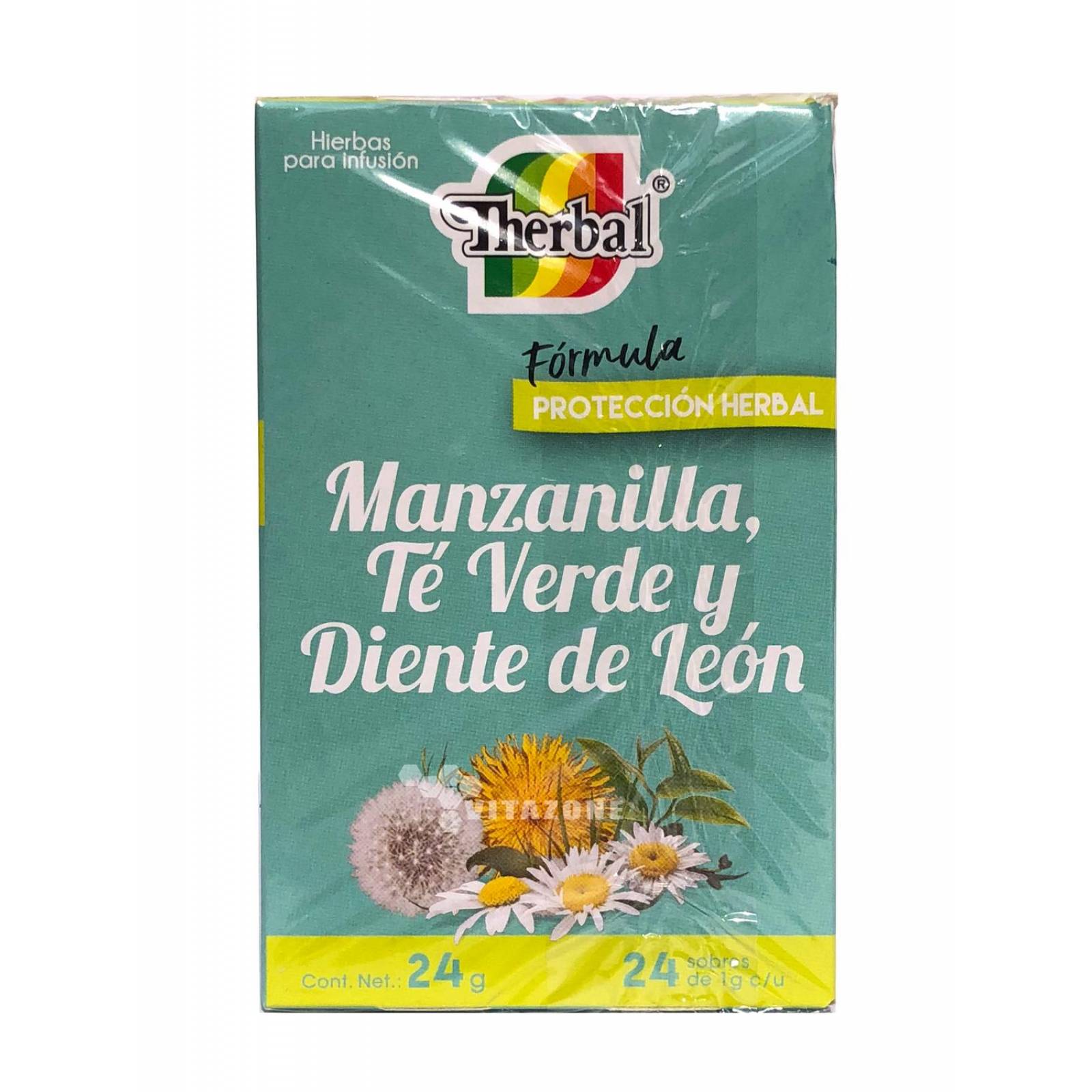 Té manzanilla, Té verde y Diente de Leon 3 CAJAS Therbal 