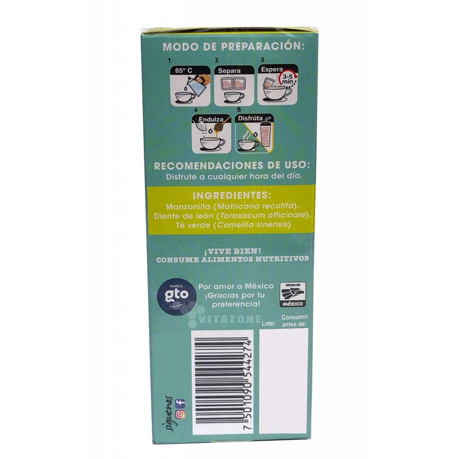 Té manzanilla, Té verde y Diente de Leon 3 CAJAS Therbal 