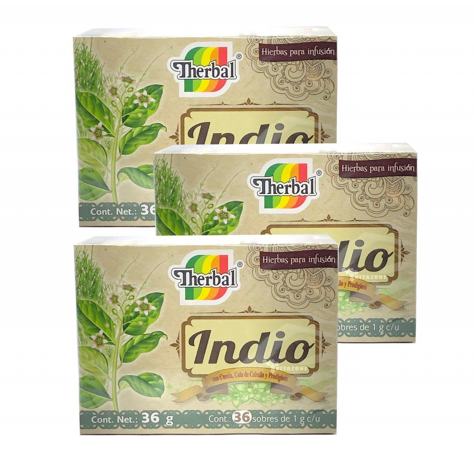 Indio Té 36 sobres Cola Caballo Prodigiosa Therbal 3 Cajas 