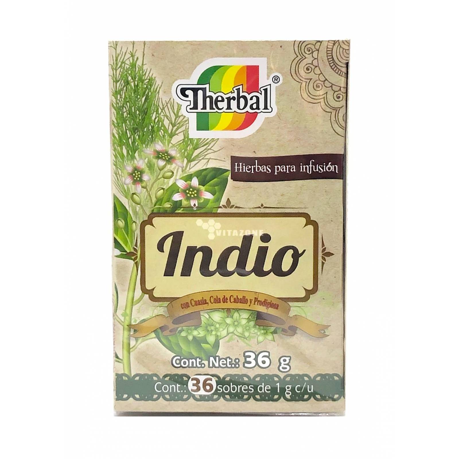 Indio Té 36 sobres Cuasia Cola Caballo Prodigiosa Therbal 