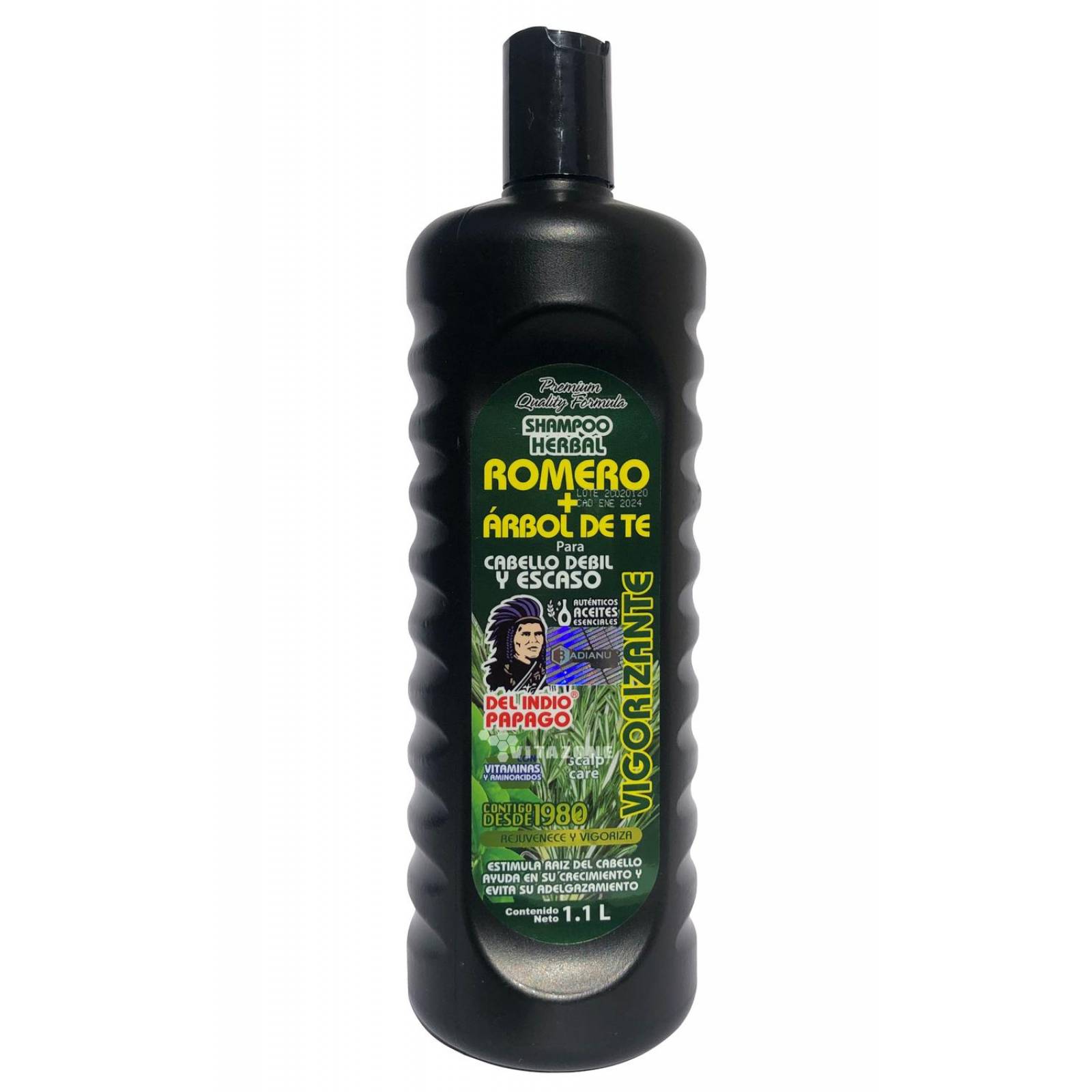 Shampoo Romero y Árbol de Té 1.1 Lt Indio Papago. 