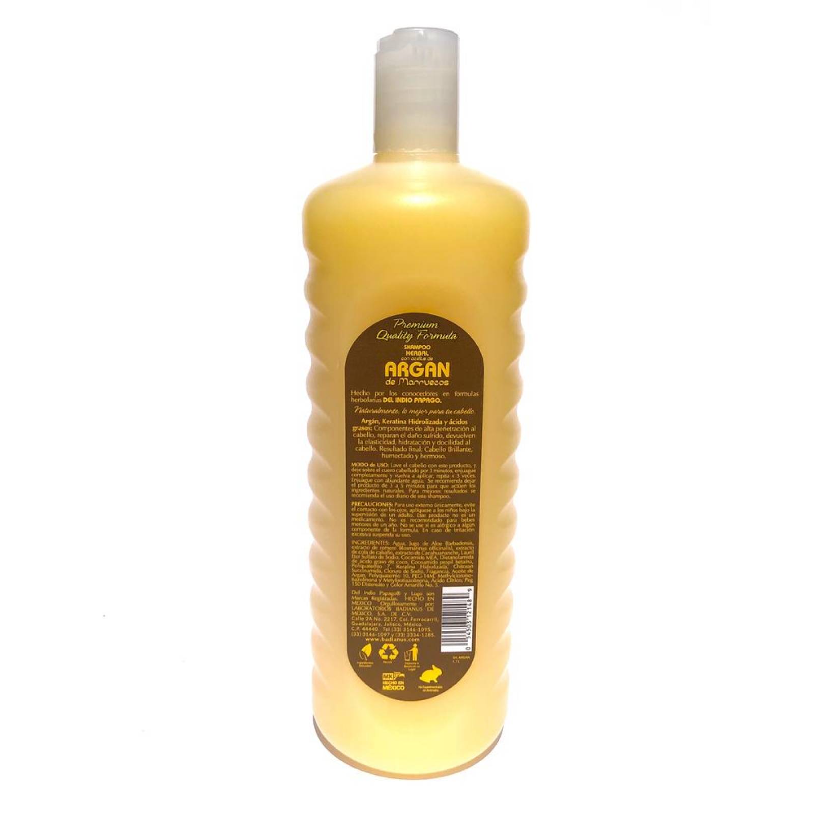 Shampoo con Aceite de Argán 1.1 Lt Indio Papago. 