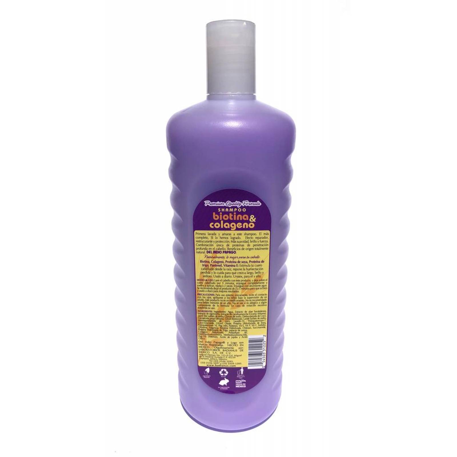 Shampoo Biotina Y Colágeno 1.1 Lt Indio Papago 