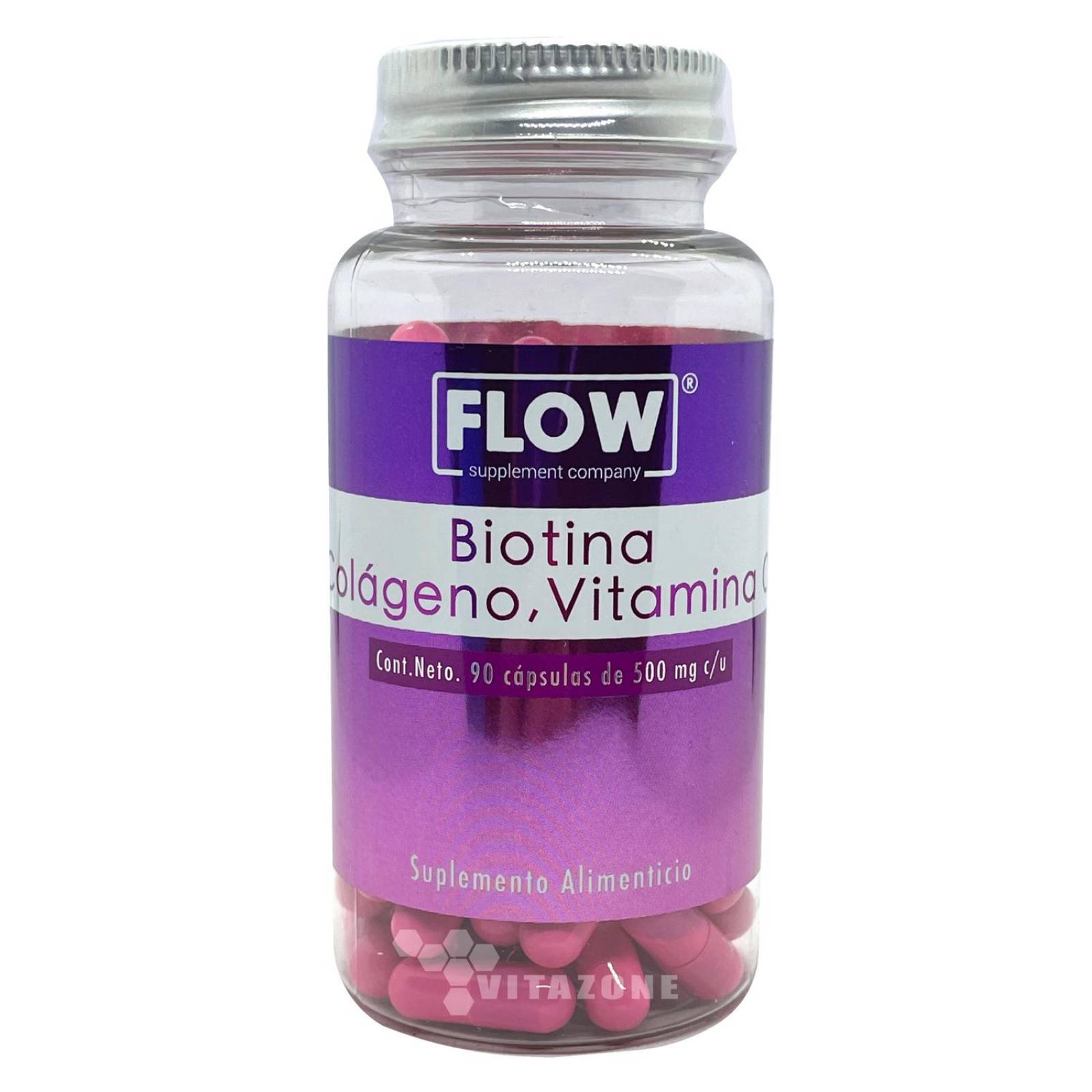 Biotina Colágeno Vitamina C 90 cápsulas Flow