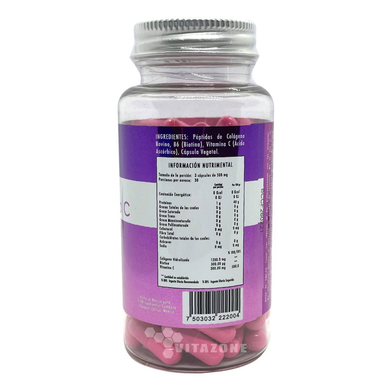 Biotina Colágeno Vitamina C 90 cápsulas Flow