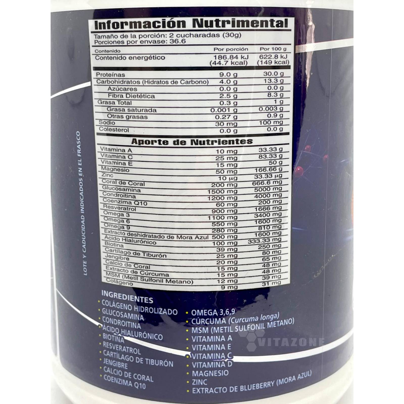 Colágeno Hidrolizado Glucosamina Biotina Blueberry 1.1 kg 