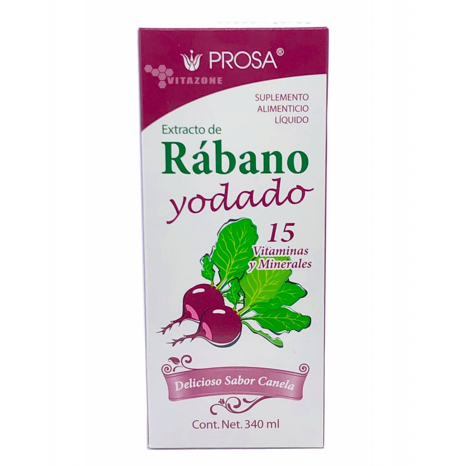 Extracto de Rábano yodado en jarabe 340 ml sabor Canela Prosa 