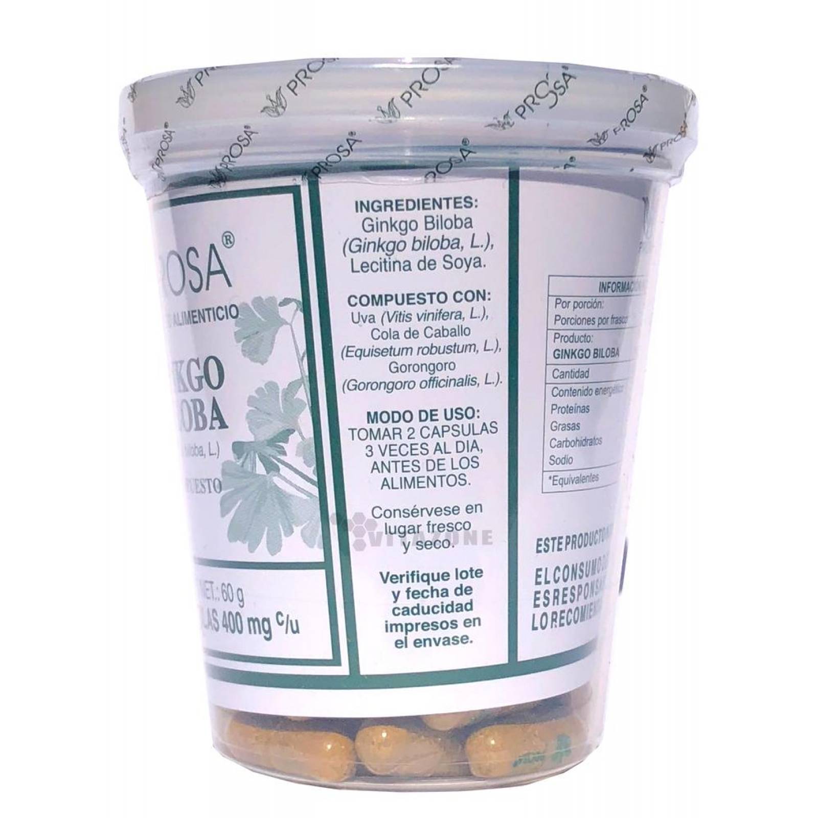 Ginkgo Biloba 150 cápsulas 400 mg Prosa 