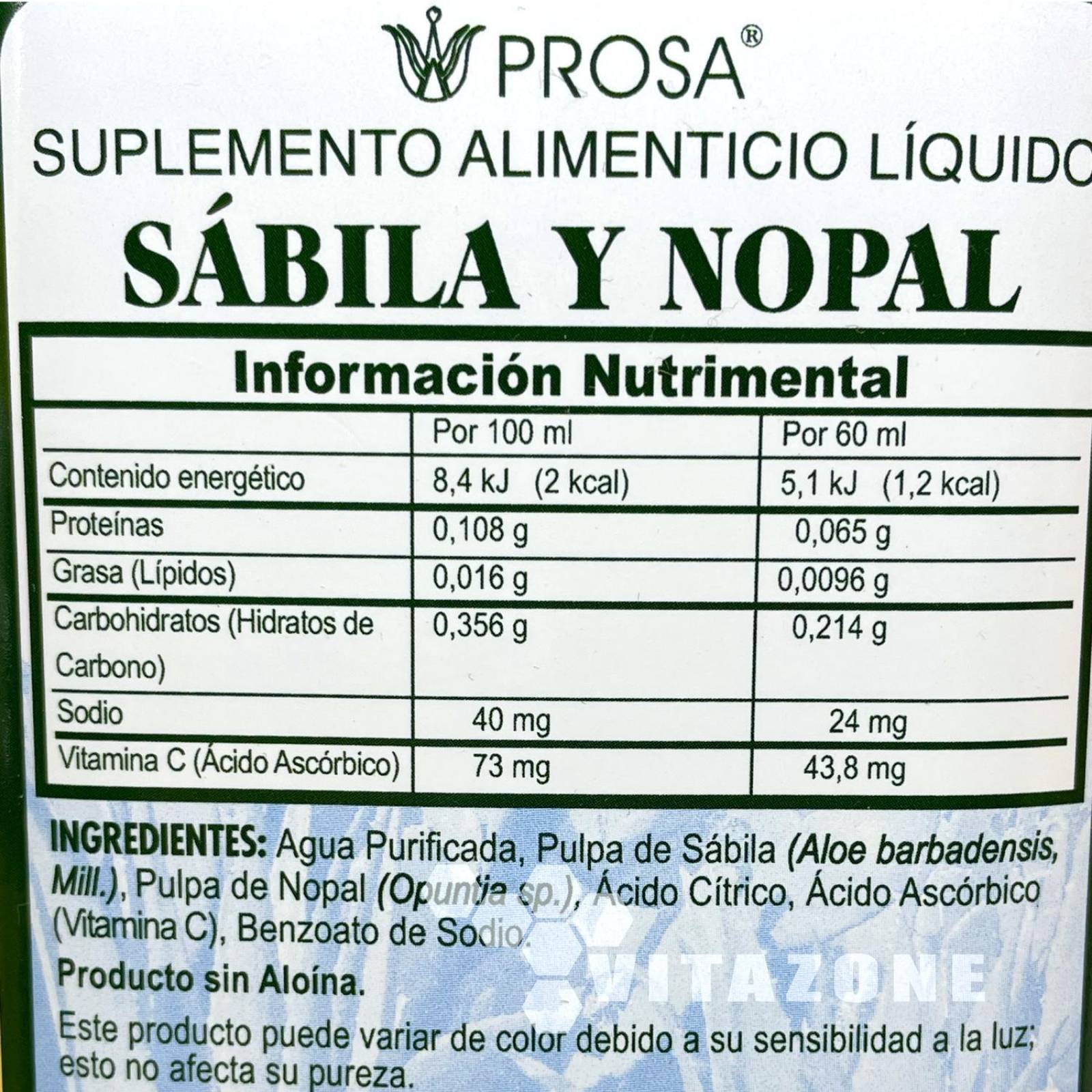 Sábila y Nopal líquido 1 lt con Vitamina C Prosa 