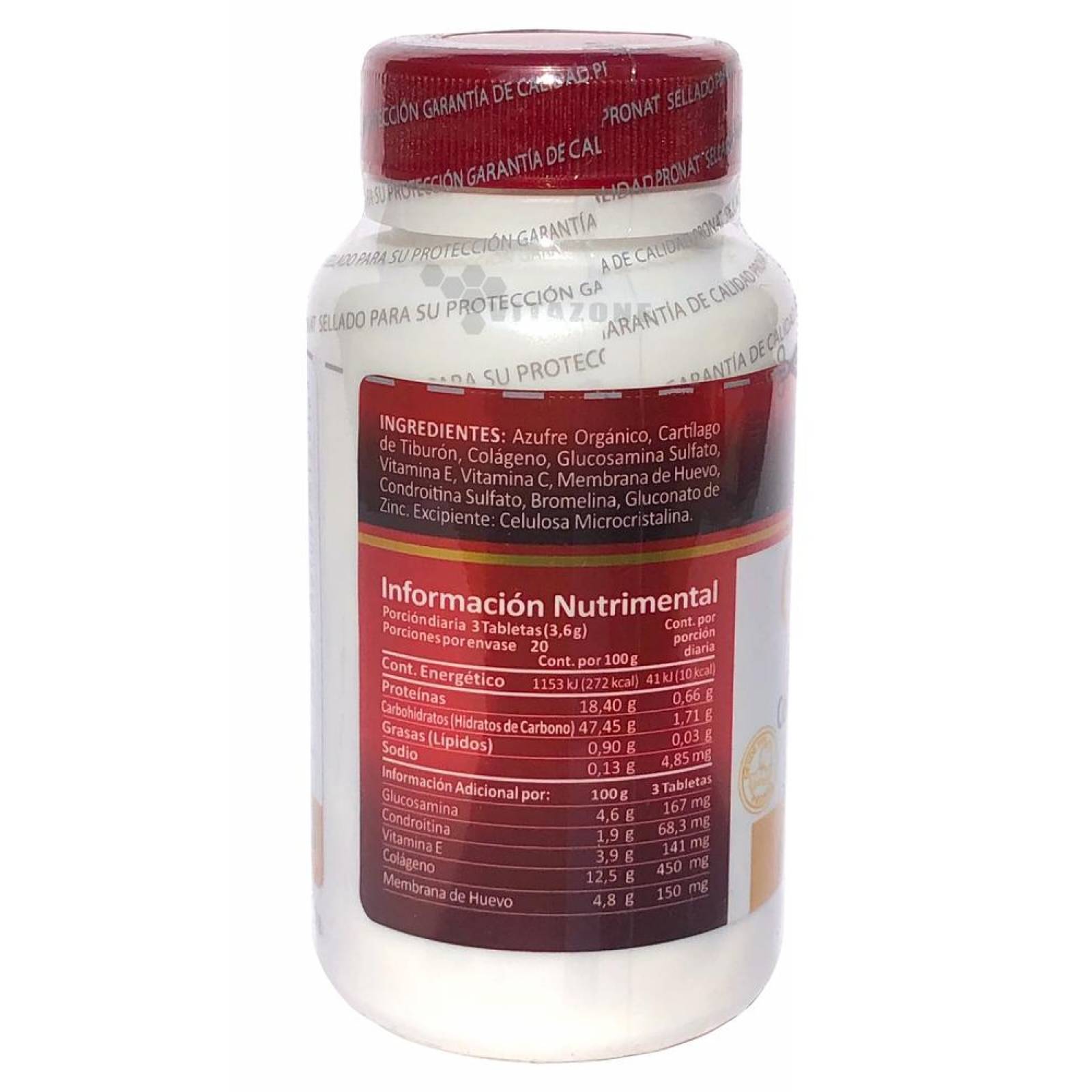 Glucosamina, Condroitina, Colágeno G y E Complex 60 tabs Pronat 