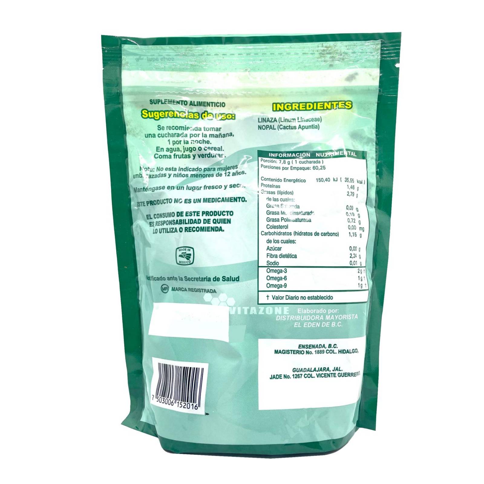 Fibra Nopalinaza Plus (Linaza Canadiense) Con Omega 3,6 Y 9. 