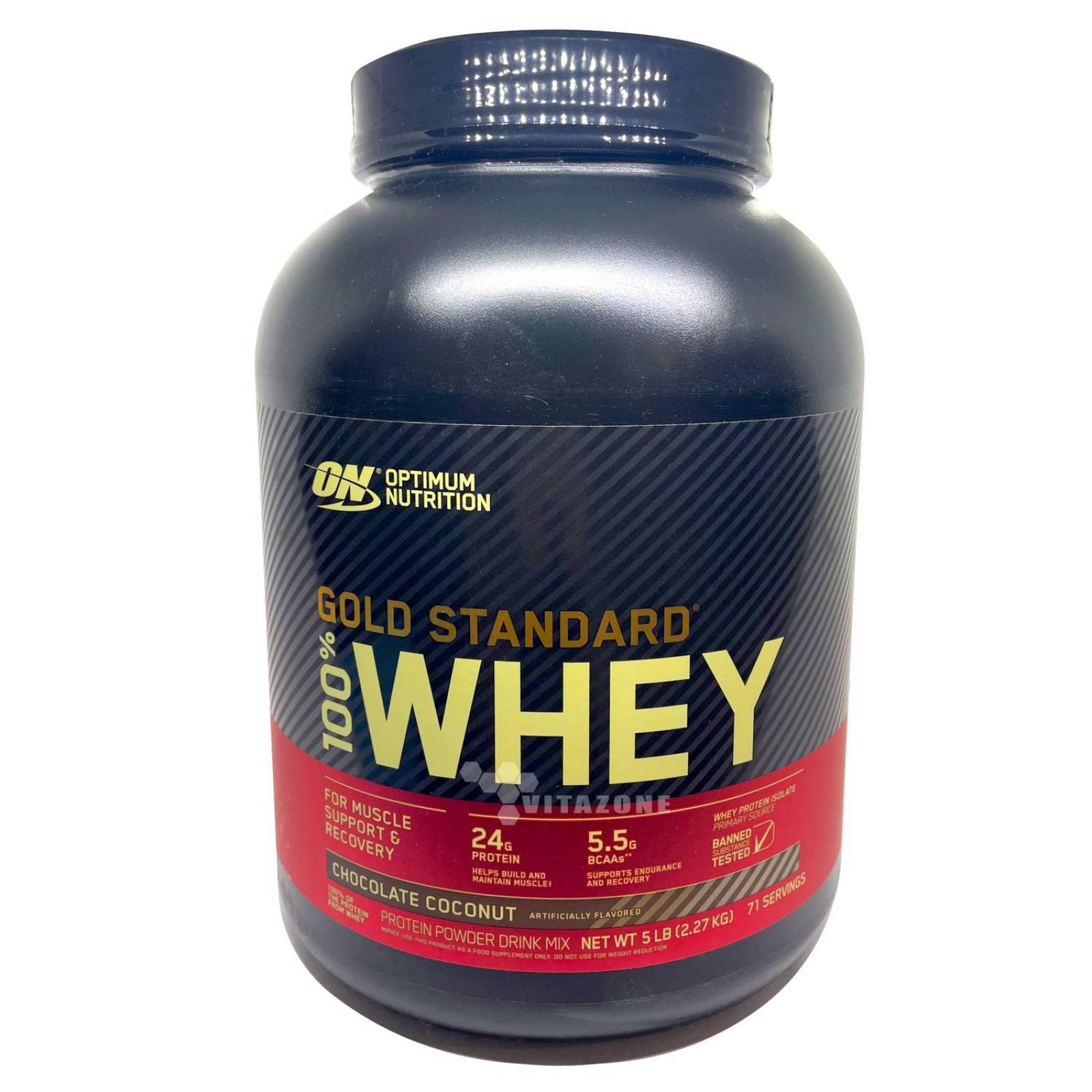 Proteína Gold Standard 100% Whey 5 Lbs Chocolate Coco Optimum Nutrition. 