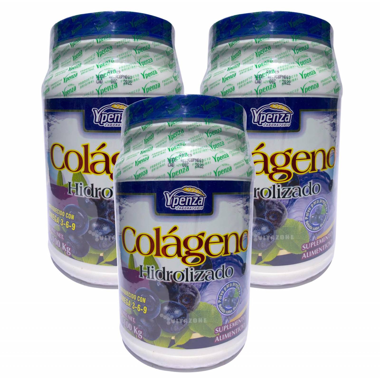 Colágeno Hidrolizado Blueberry 1.1 kg Ypenza (3 BOTES)