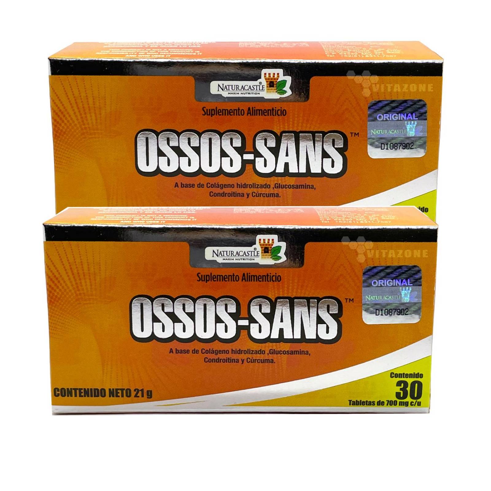 Ossos Sans 30 Tabs Naturacastle Colágeno Glucosamina (2pzs) 