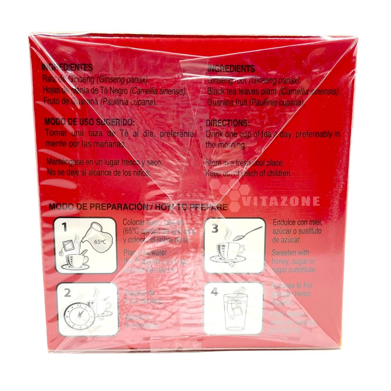 Té de Raíz de Ginseng Té Negro Té Guaraná 30 sobres GN+Vida 