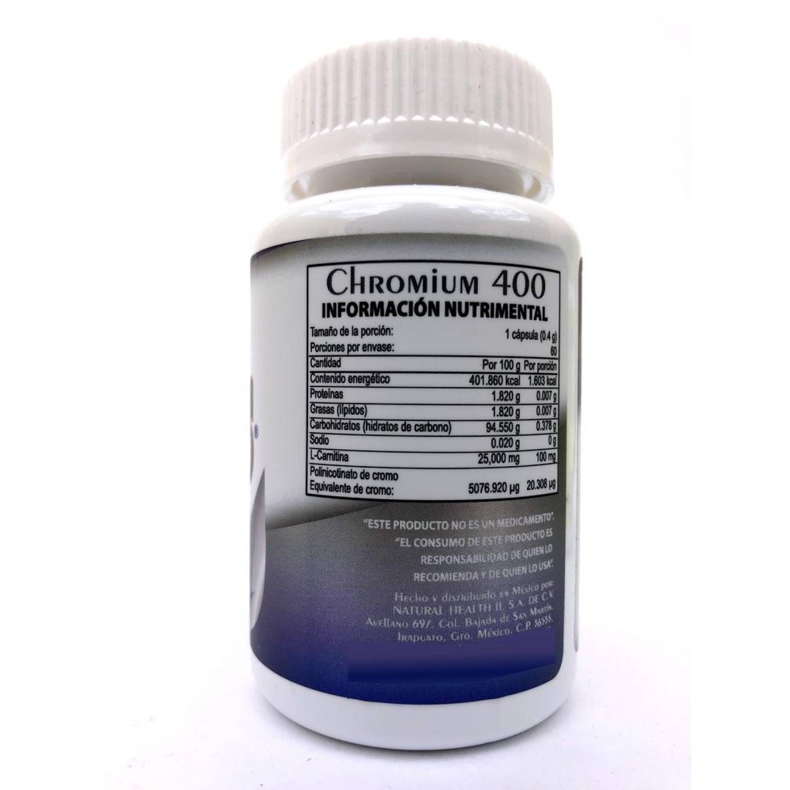 Cromo 400 Con L - Carnitina 60 Caps Natural Health. 