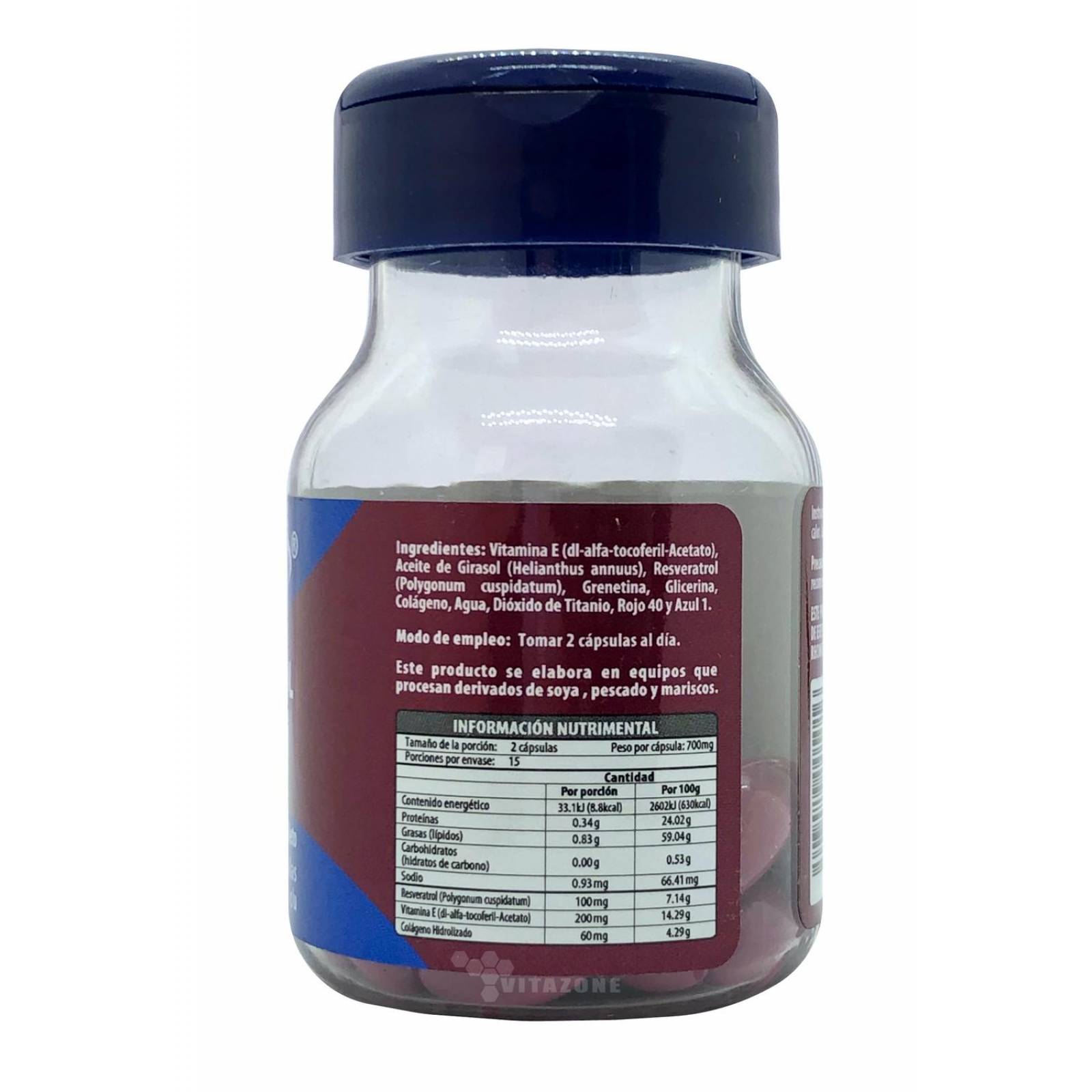 Resveratrol con Vitamina E y Colágeno 30 cápsulas Naturagel 