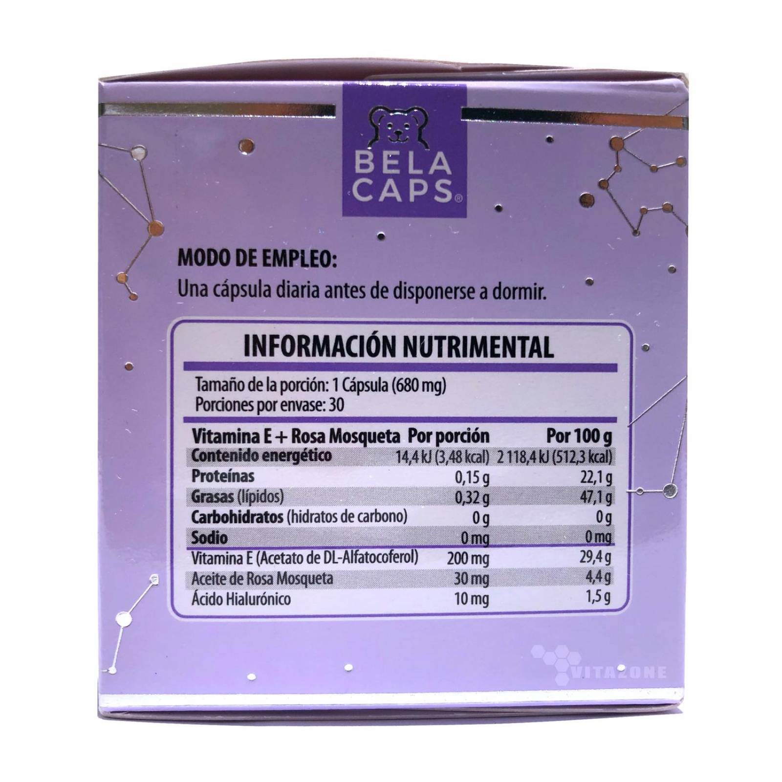 Vitamina E Rosa Mosqueta Serum 30 cápsulas faciales Belacaps 