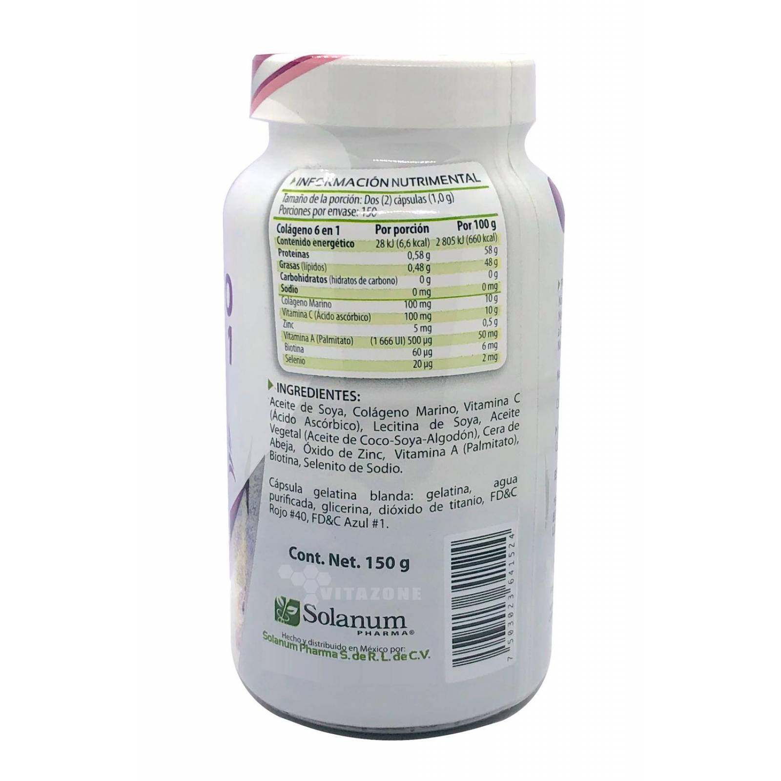 Colágeno Marino Vitamina C Zinc Biotina Selenio 300 Caps 6-1 