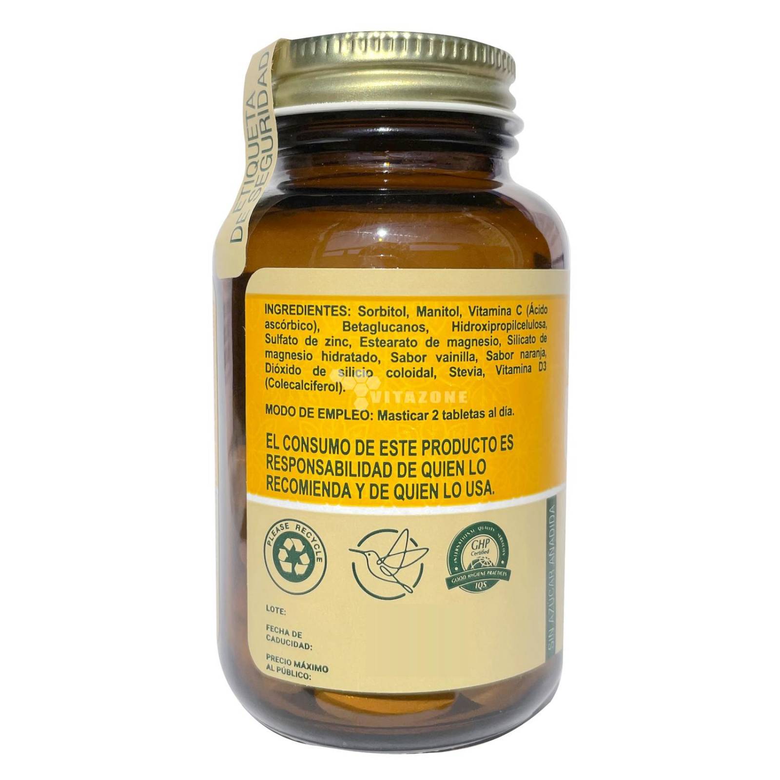 Vitamina C Betaglucanos Zinc y Vitamina D3 30 tabs masticables