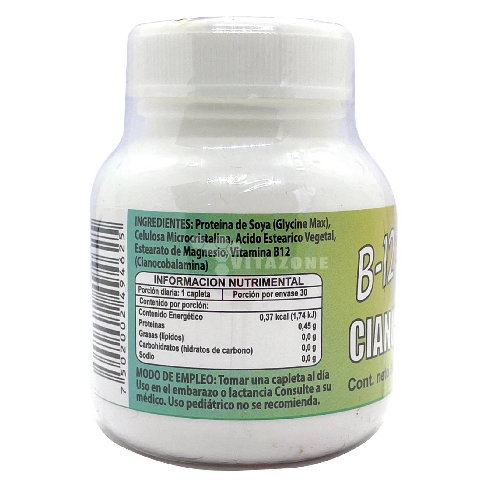 Vitamina B12 Cianocobalamina 30 capletas de 100 mg Riket 