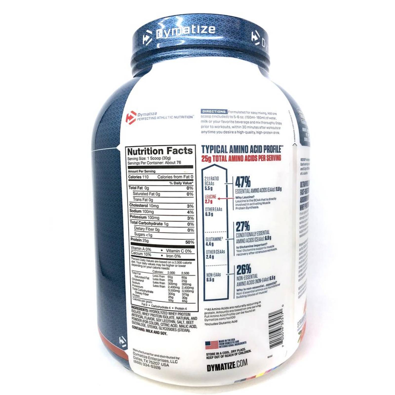 ISO 100 Proteína Hydrolyzed 5 Lbs Strawberry Dymatize.