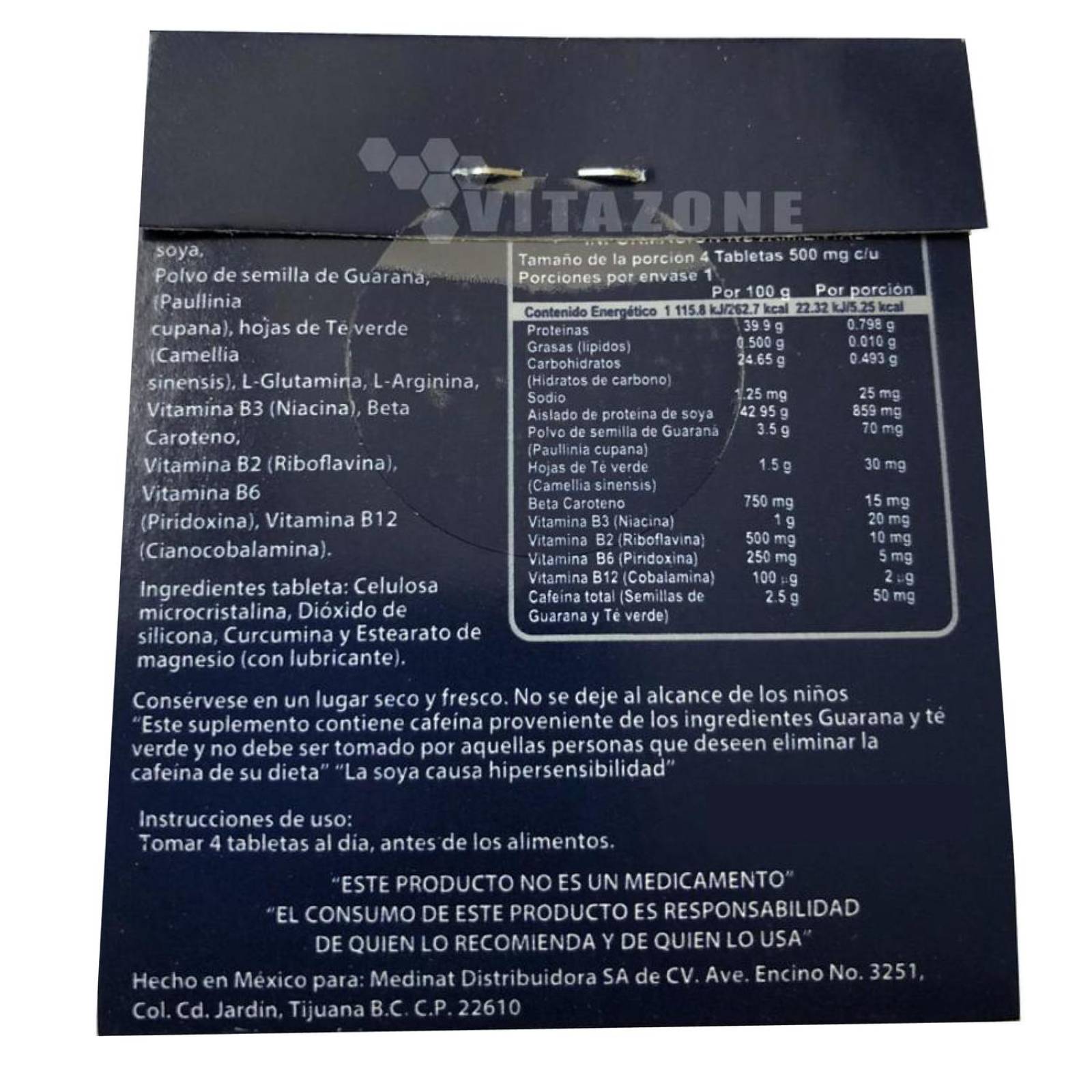 VITMEN (energizante) 4 tabletas de 500 mg PROTGT. 