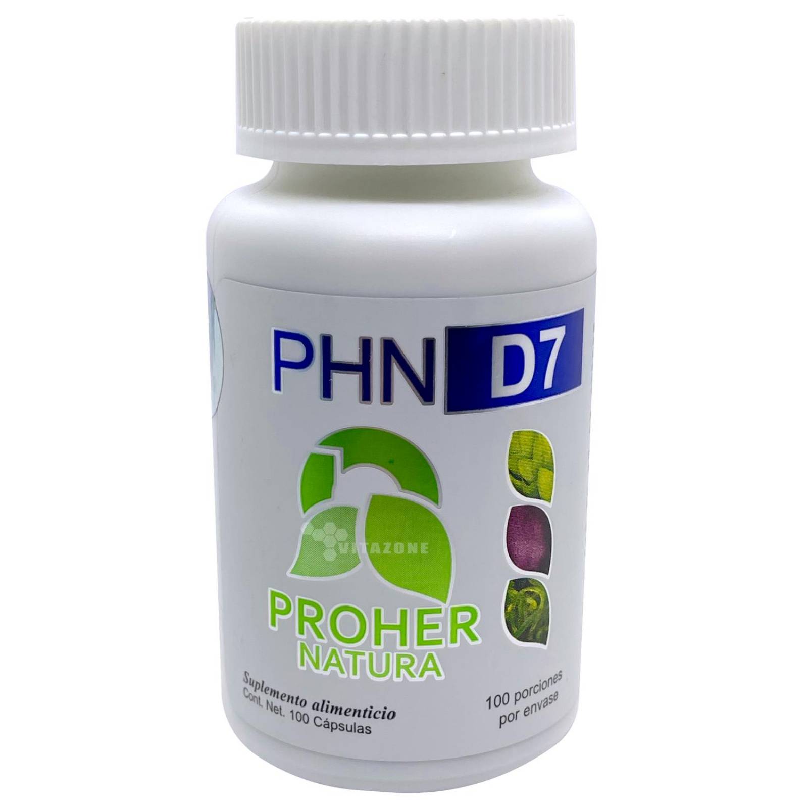 PHN D7 100 cápsulas Cúrcuma Chlorella Lupulo Moringa 