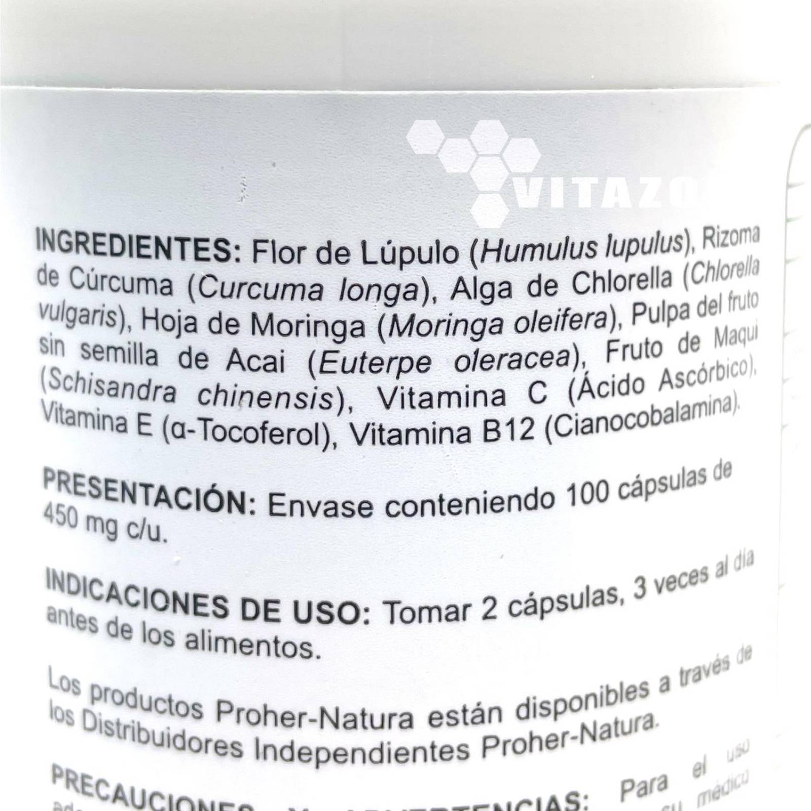 PHN D7 100 cápsulas Cúrcuma Chlorella Lupulo Moringa 