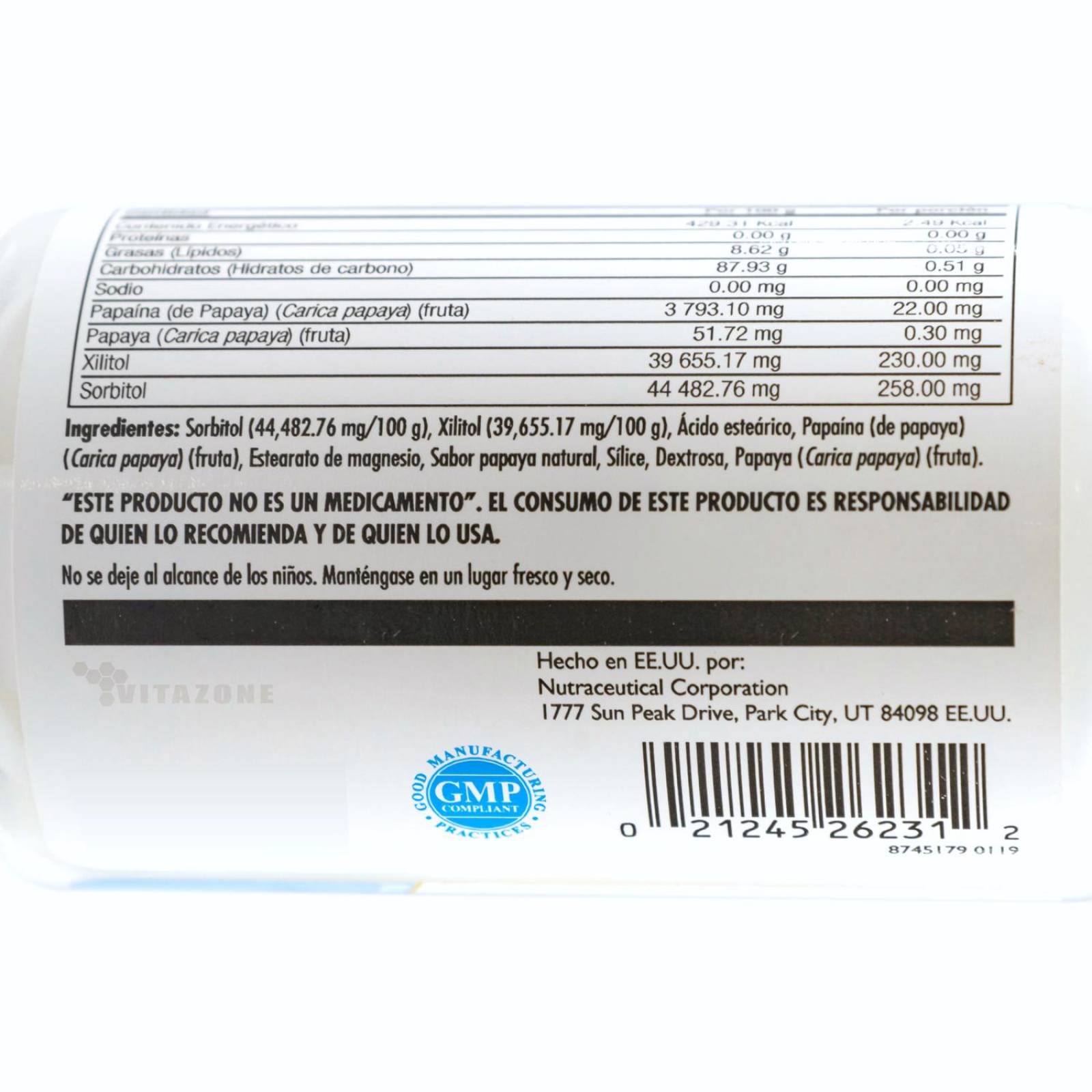 Papaya Zime 100 tabletas masticables KAL 