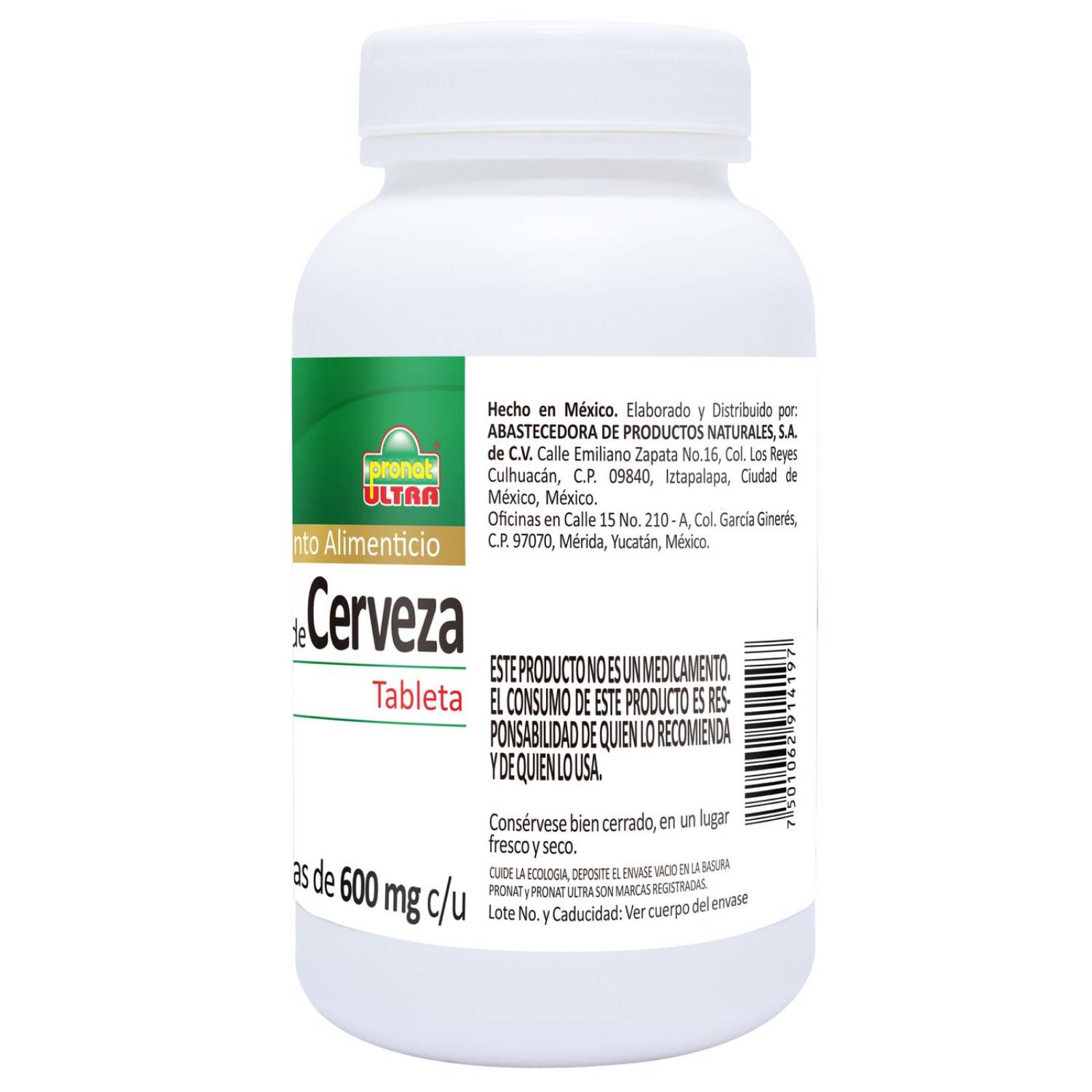 Levadura de cerveza 250 tabletas de 600 mg Pronat 