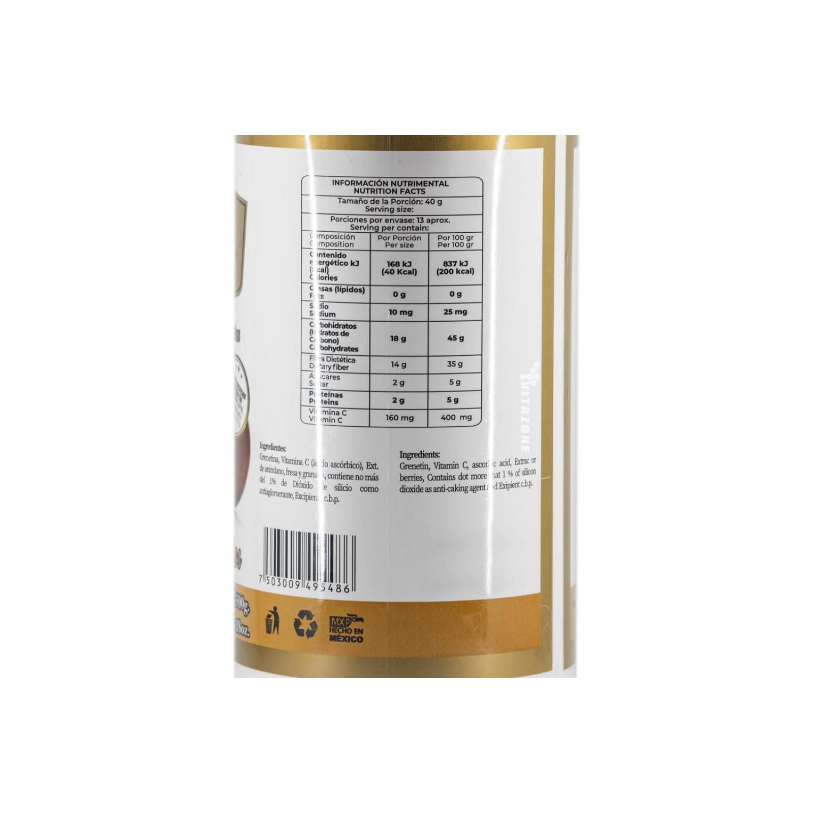 Grenetina Hidrolizada Sabor Frutos Rojos 100% Natural 500 Grs Pretty Bee. 