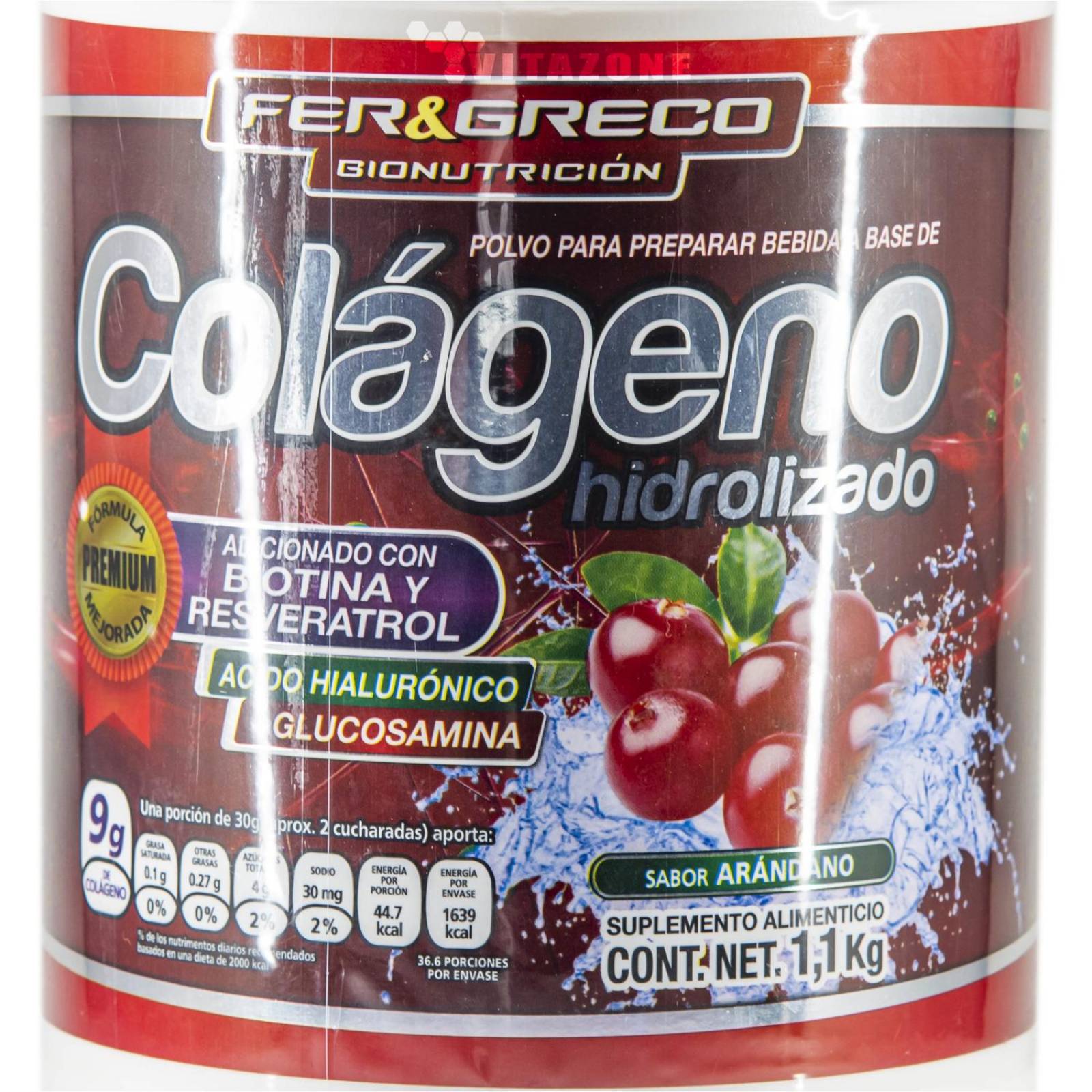Colágeno Hidrolizado Glucosamina Biotina Arándano 1.1 kg