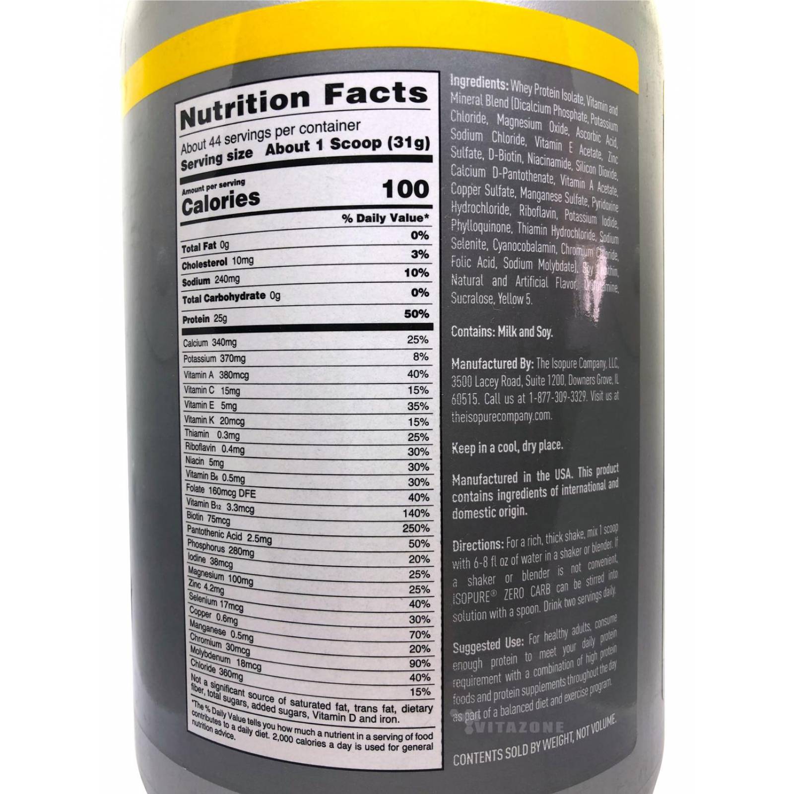 Isopure Zero Carb Proteína 3 Lbs Sabor Banana Nature´s Best.